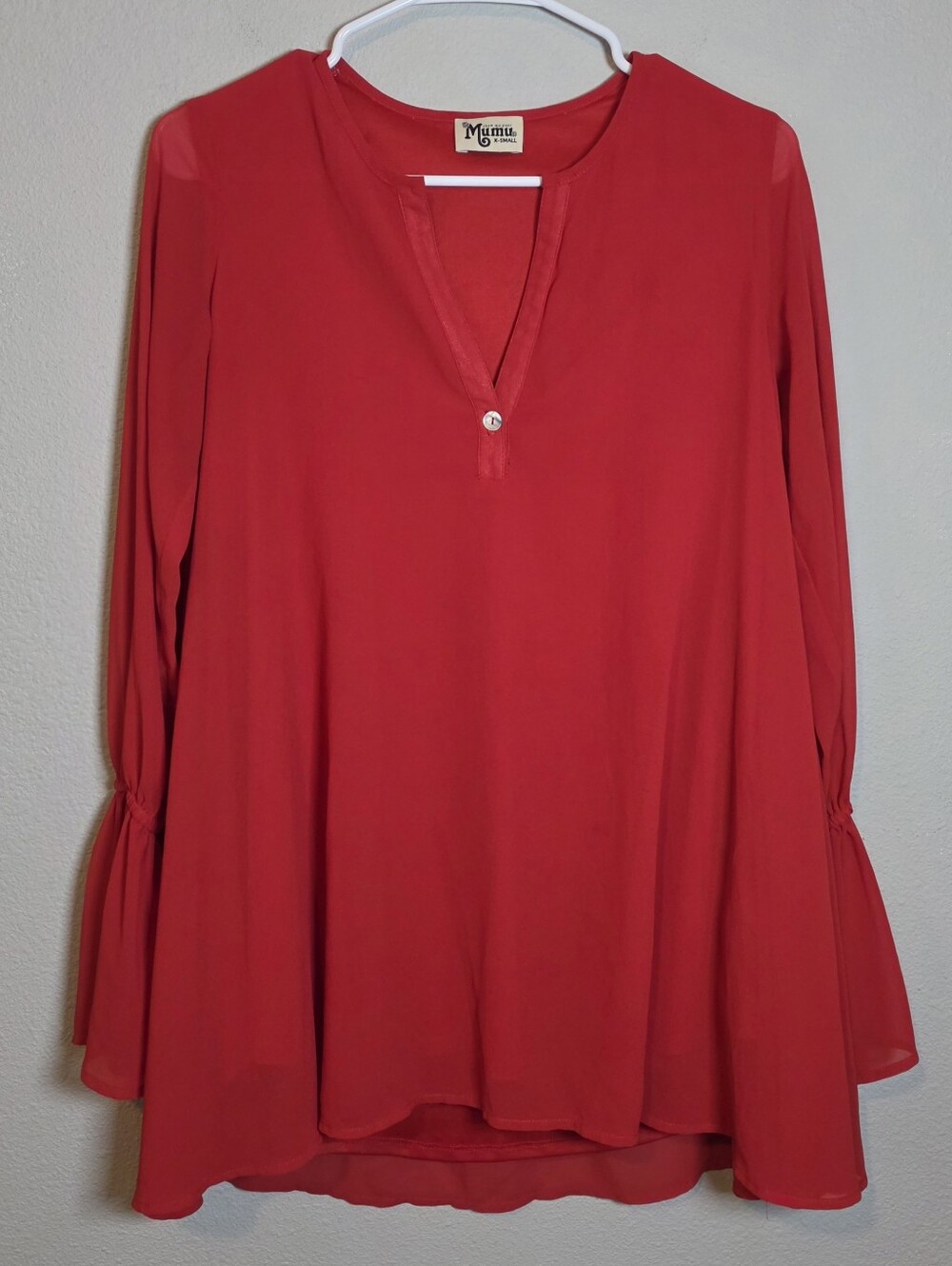 ​Show Me Your Mumu Perveen Pirate Tunic Top Dress Red XS Boho Chiffon Poet Sleev
